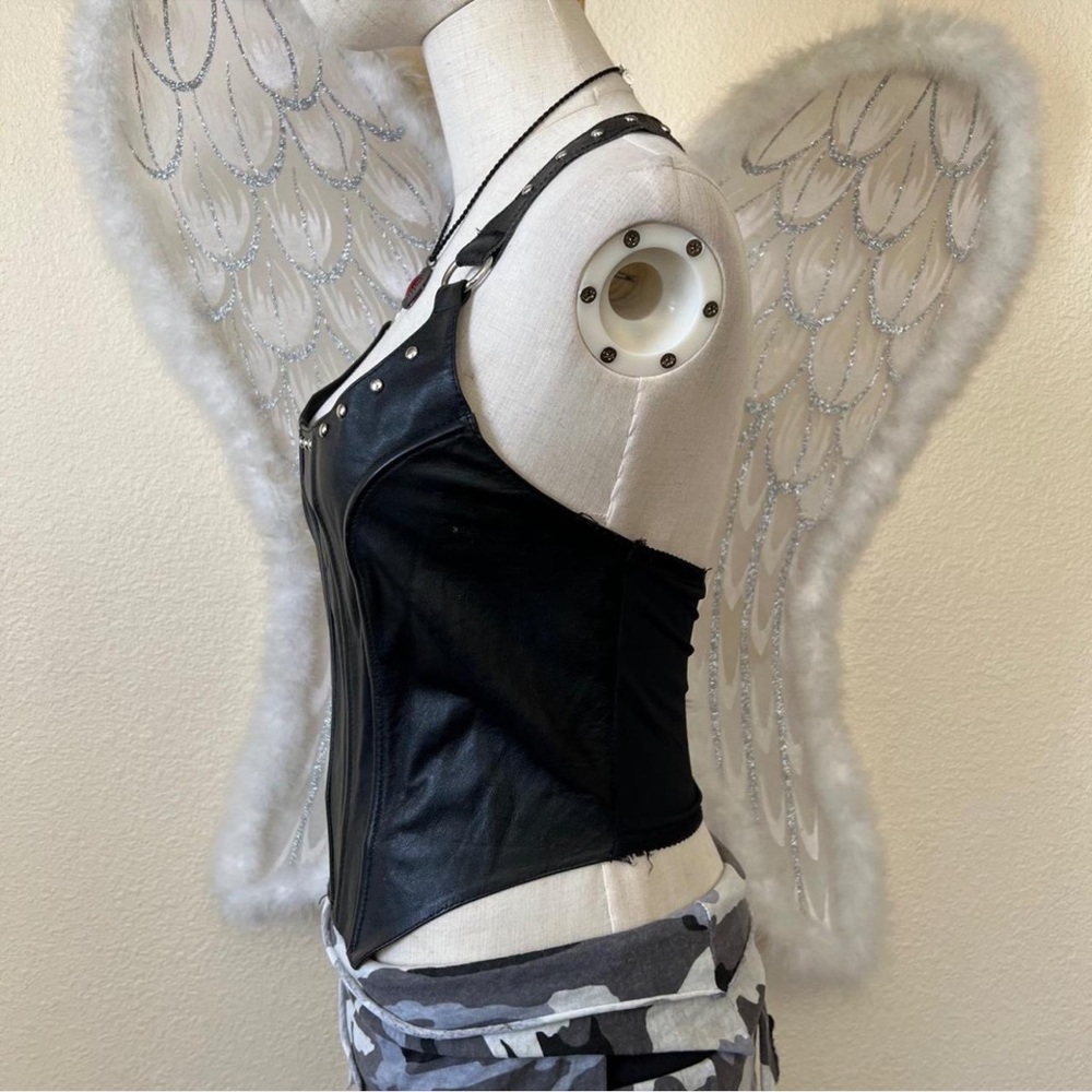 Vintage Leather Black Corset with Studded Detail - Picture 7 of 8